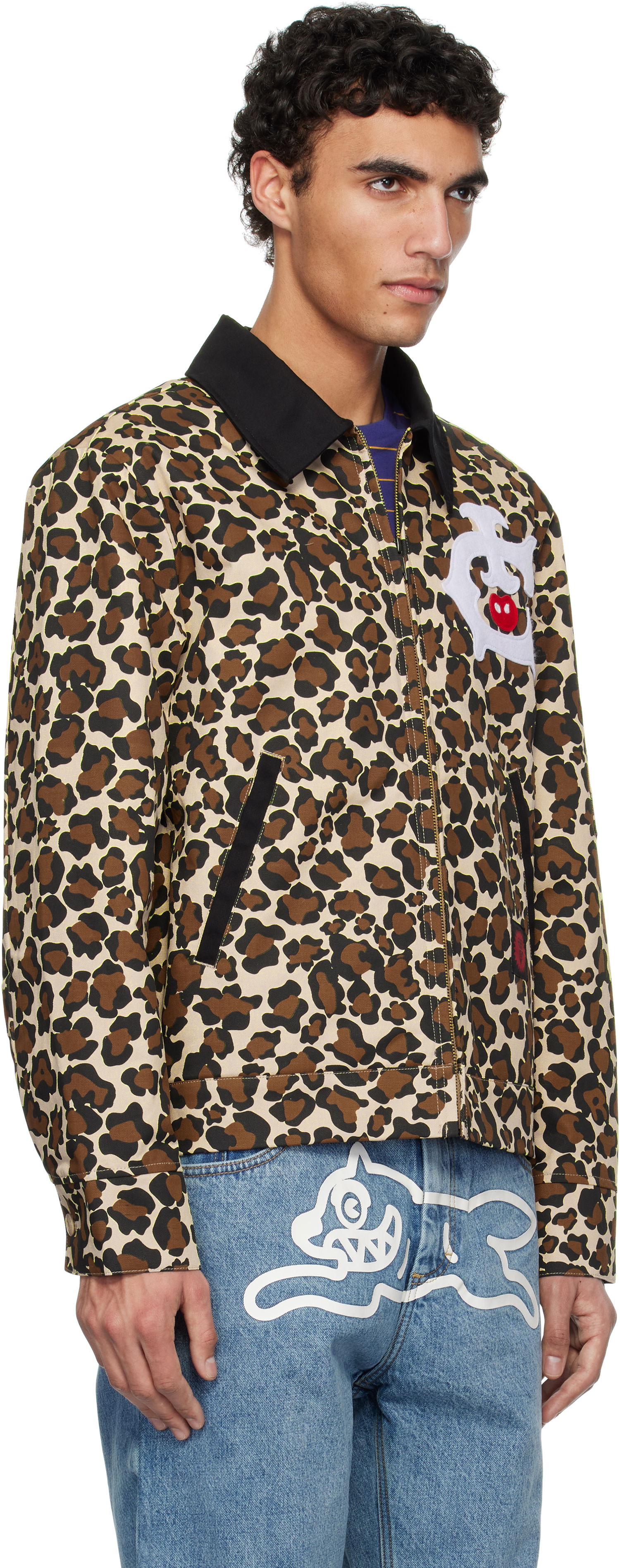 Jakna BBC IceCream ICECREAM Work Jacket with Leopard Print and Graphic Appliqué Bež | IC25174, 1