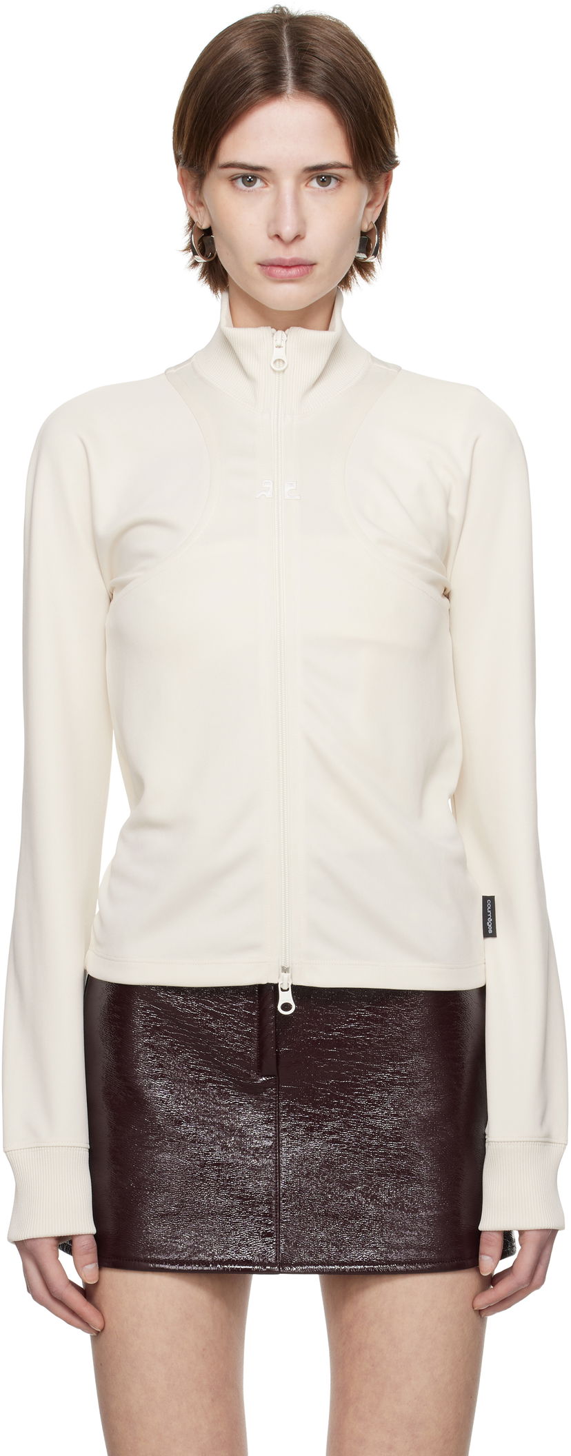 Džemper Courrèges Courrèges Scuba Interlock Track Jacket Bijela | 125JVE110JS0091