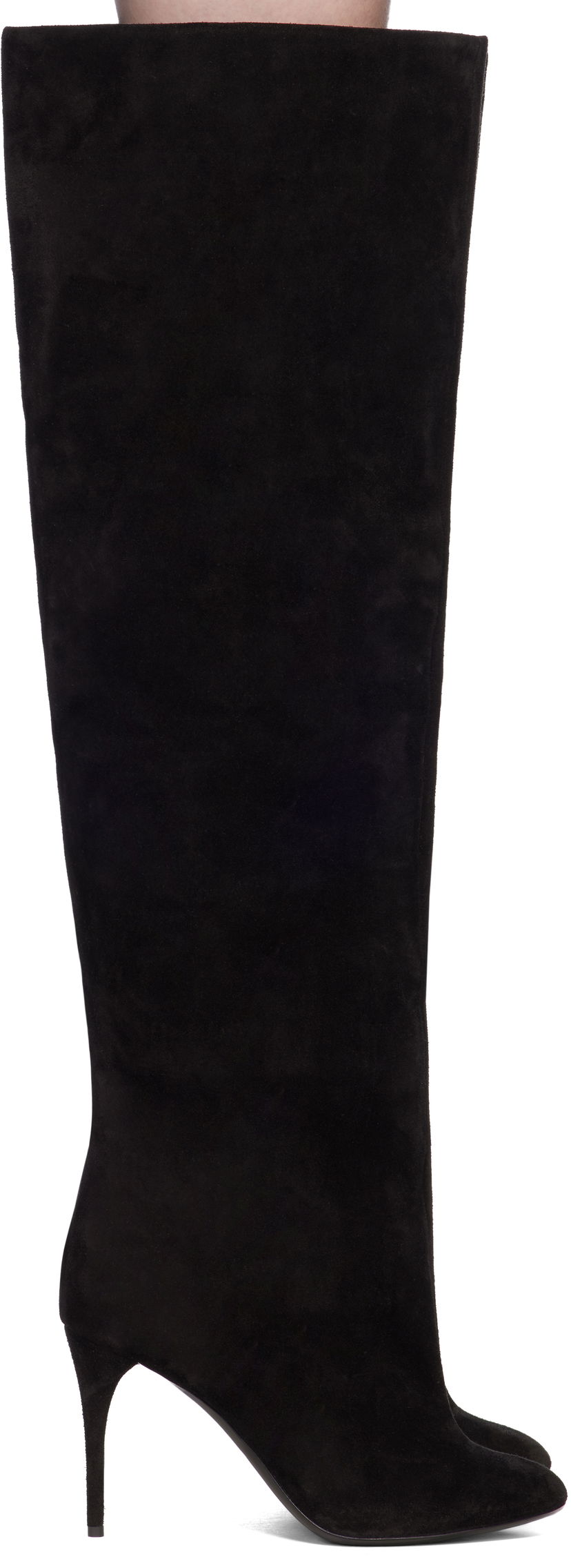 Njega cipela Alaïa ALAÏA Suede Knee-High Boots Crna | AA3O056CK177