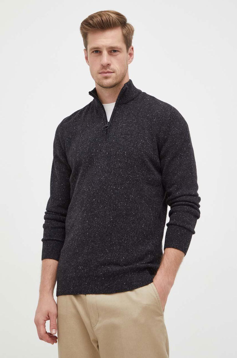 Džemper Barbour Sweater With Half Zipper Crna | MKN1187