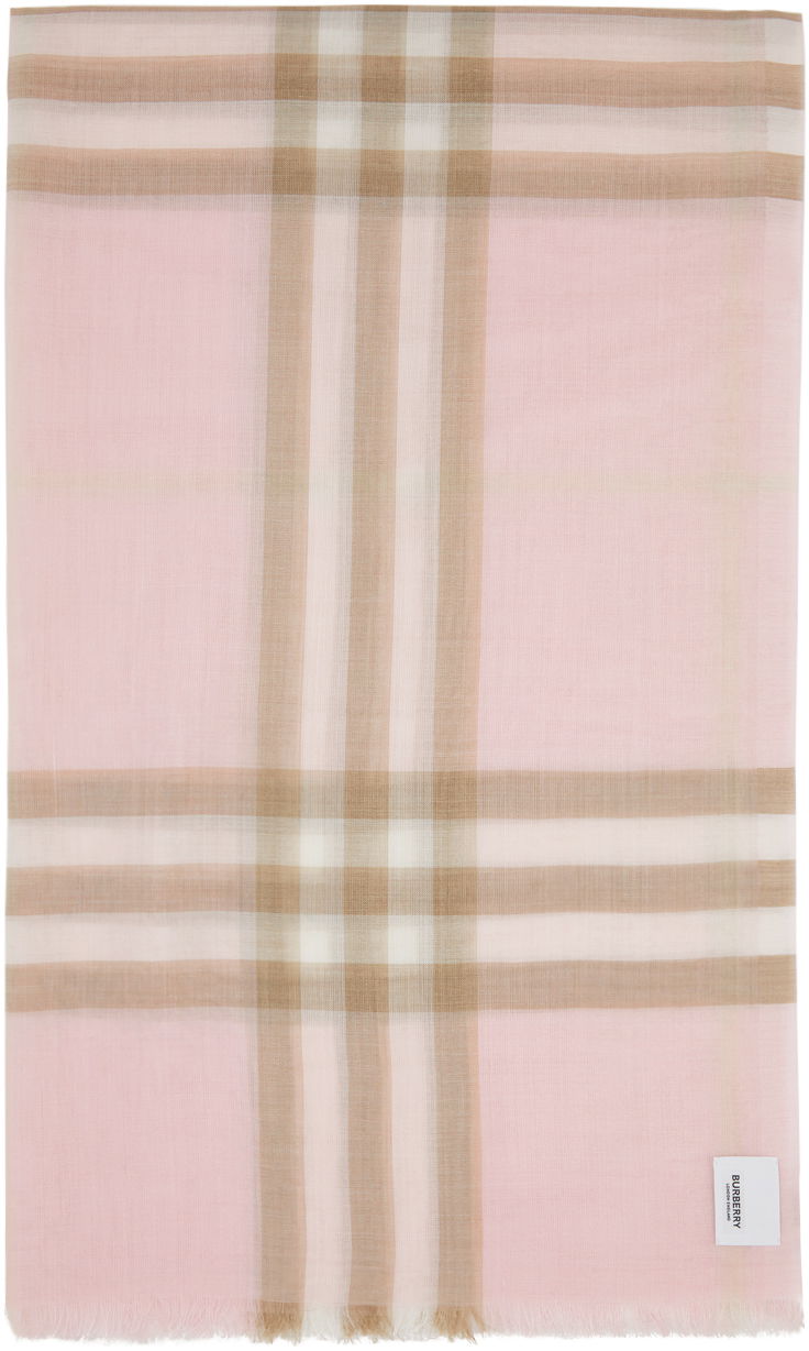 Šal Burberry Gauze Giant Check Scarf Pink Ružičasta | 8019462