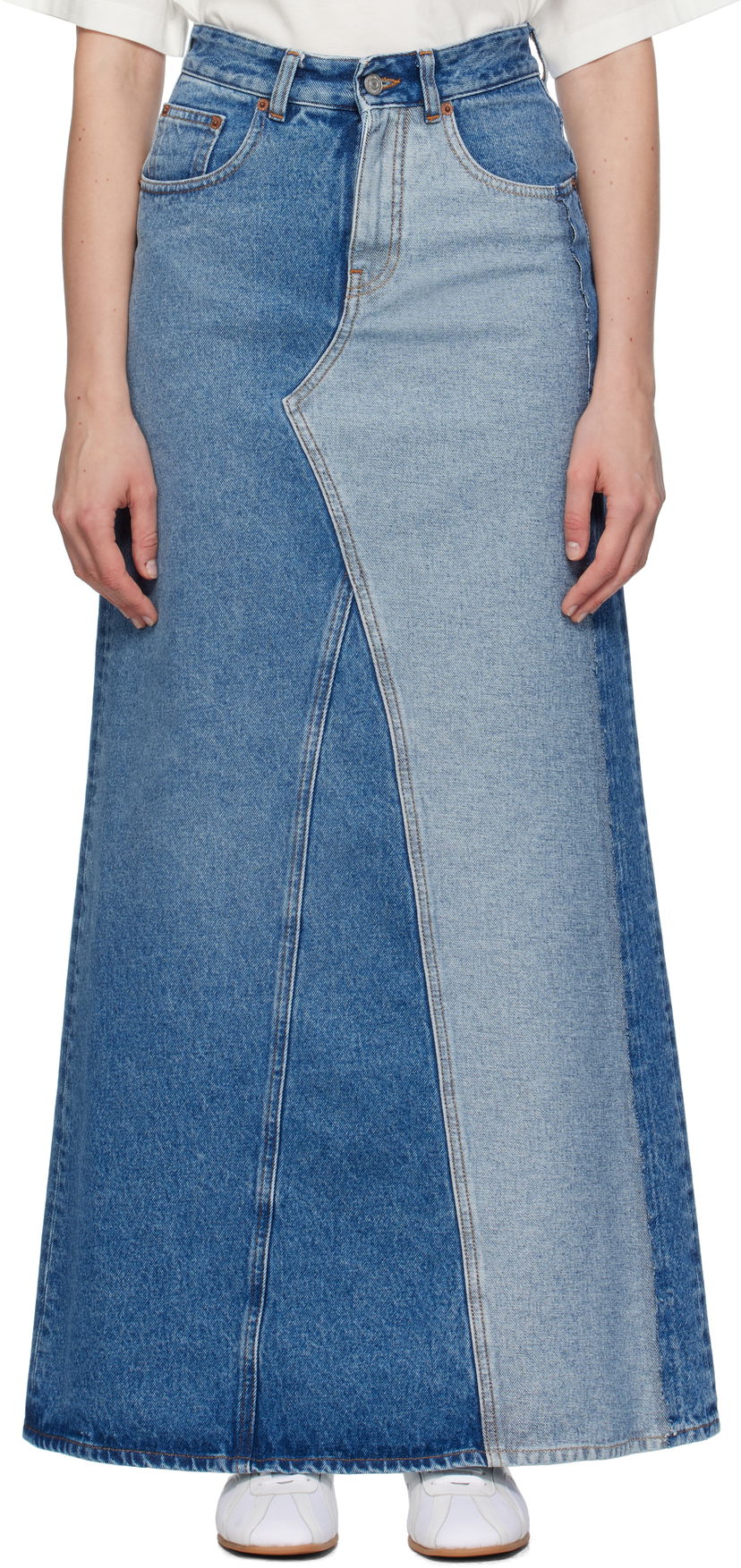 Suknja Maison Margiela MM6 Maison Margiela Faded Denim Maxi Skirt Plava | S52MI0025 M30018