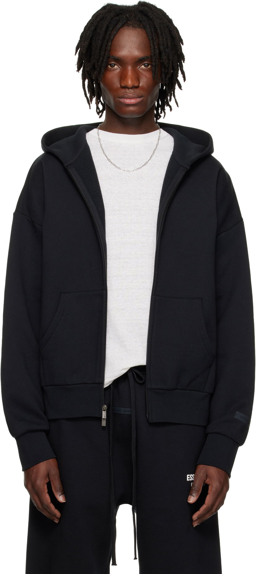 Dukserice Fear of God ESSENTIALS Classic Full Zip-Up Hoodie Crna | 192AS254780F
