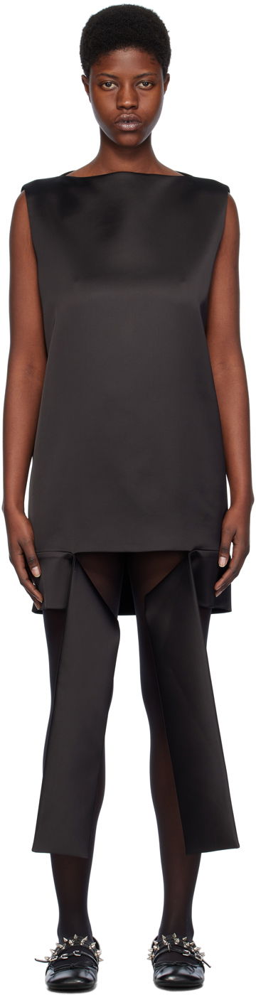 Haljina We11done We11done Satin Sleeveless Minidress with Origami Straps Crna | WD-OP0-24-174-U-BK