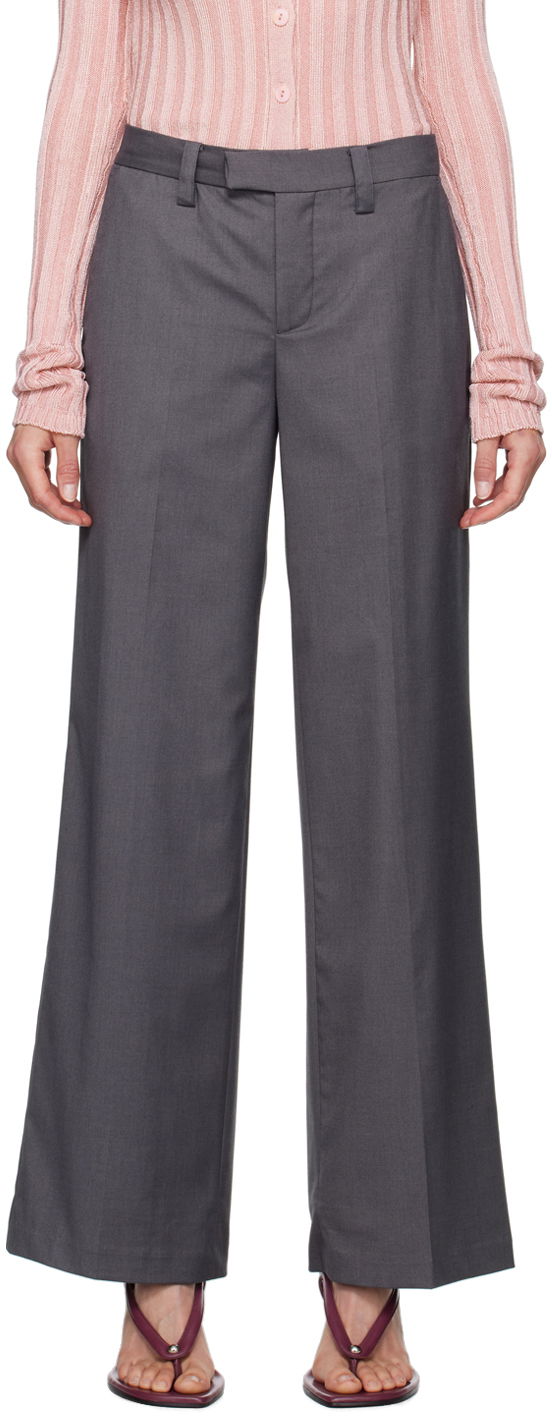Hlače GUIZIO Guizio Athalia Wide-Leg Trousers Siva | P24205W103