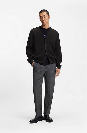 Džemper BOSS Cotton cardigan with knitted structure Crna | 50551509, 1