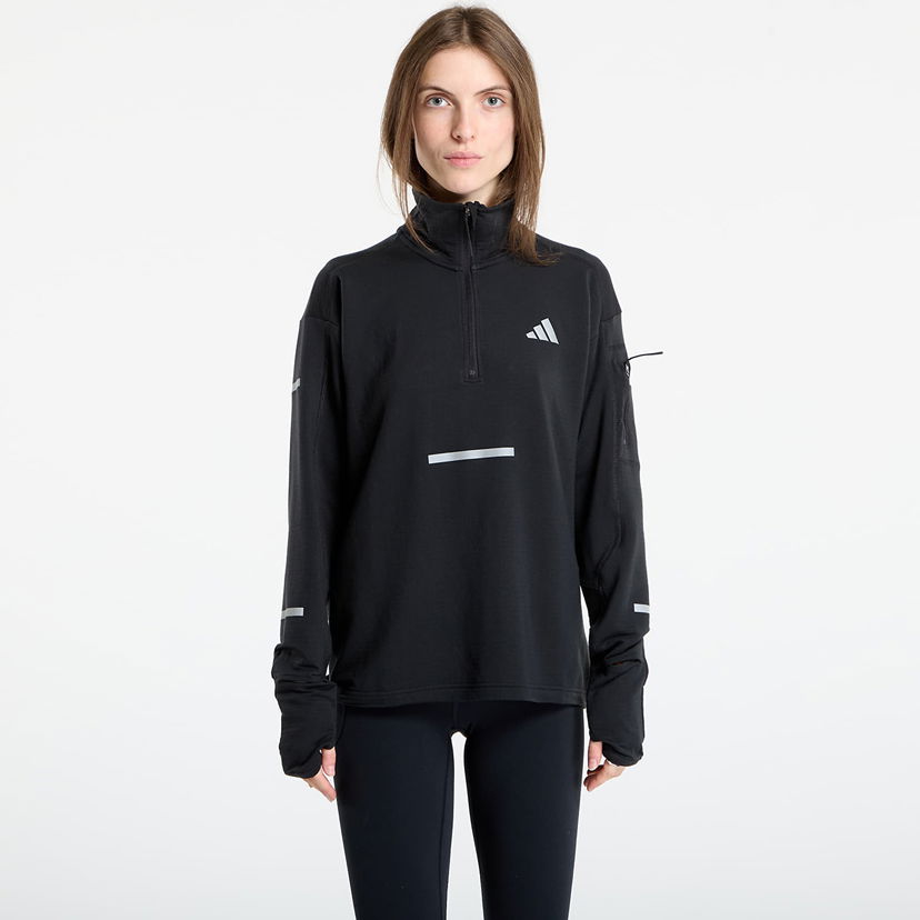 Dukserice adidas Performance Adi365 Running Climawarm+ Half-Zip Sweatshirt Crna | JP3842
