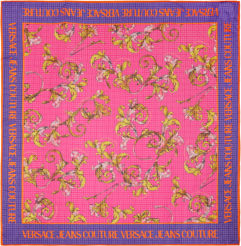Šal Versace Versace Jeans Couture Barocco Silk Foulard Scarf Ružičasta | E78HA7H02_EZG353