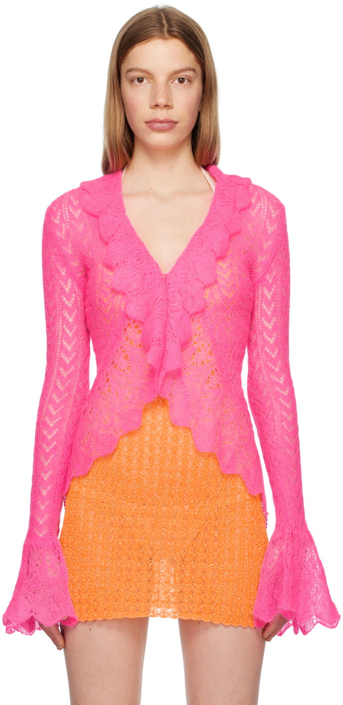 Džemper ERL Pink Ruffled Cardigan Ružičasta | ERL06N103