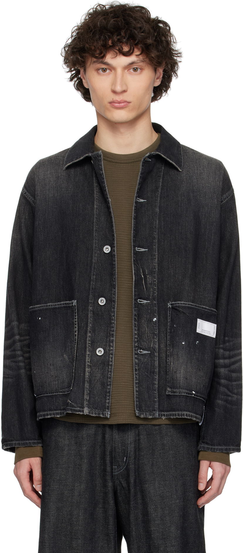 Jakna Neighborhood Neighborhood Washed Denim Coverall Jacket Crna | 251SPNH-JKM02
