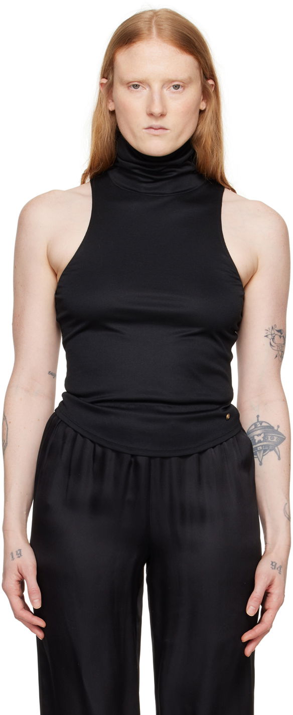Majica bez rukava Anine Bing Sleeveless Mock Neck Top Crna | A-08-0407-000