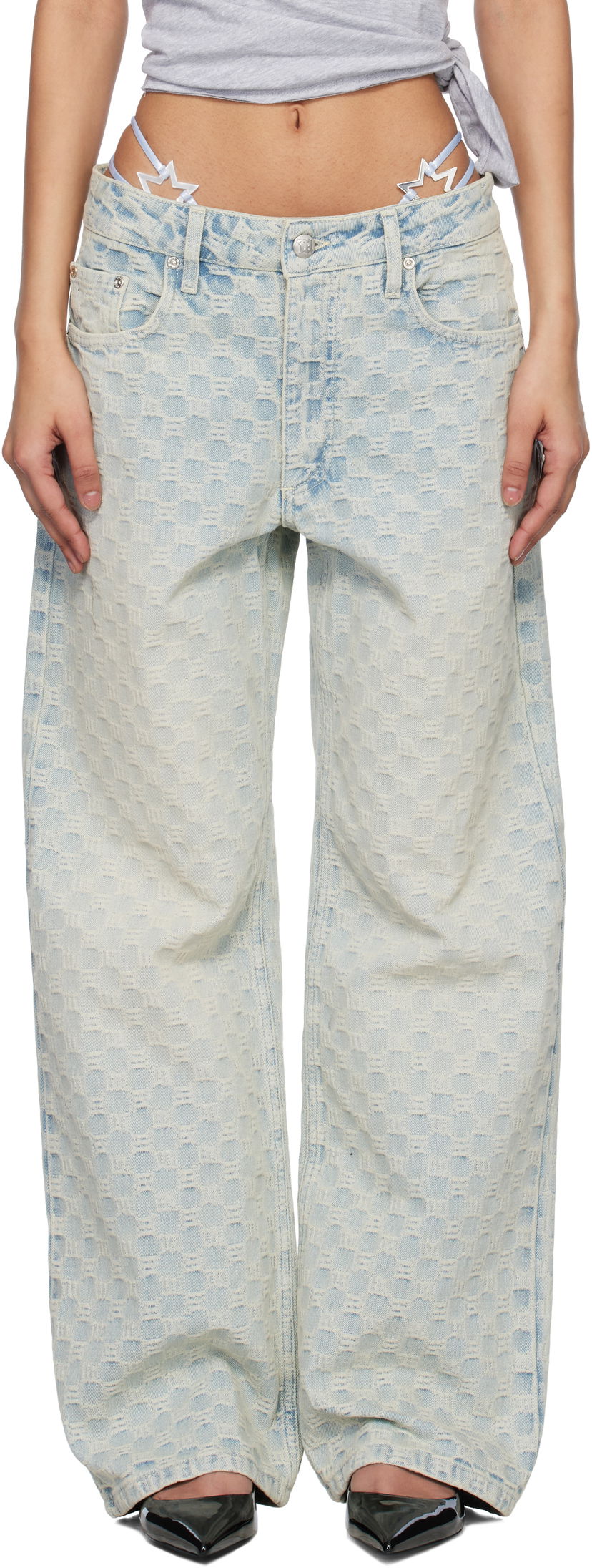 Jeans MISBHV MISBHV Monogram Ocean Washed Wide-Leg Jeans Plava | 250W316
