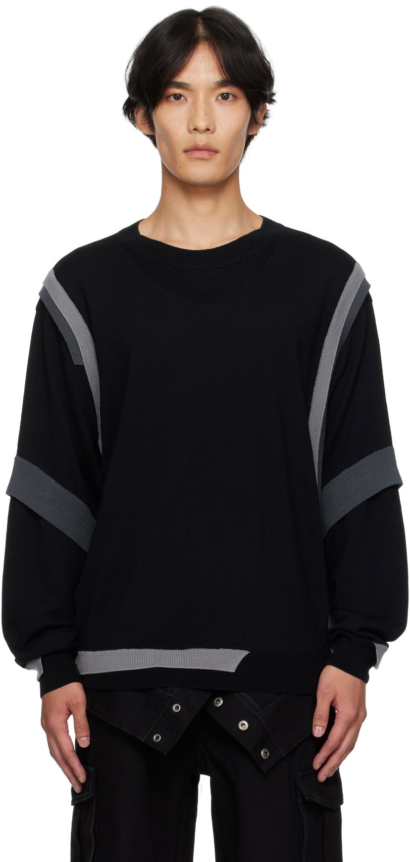 Džemper Andersson Bell Layered Crewneck Sweater Crna | atb1334m