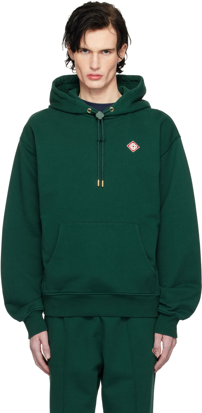 Dukserice Casablanca Diamond Logo Cotton-Jersey Hoodie Zelena | MPS25-JTP-292-01
