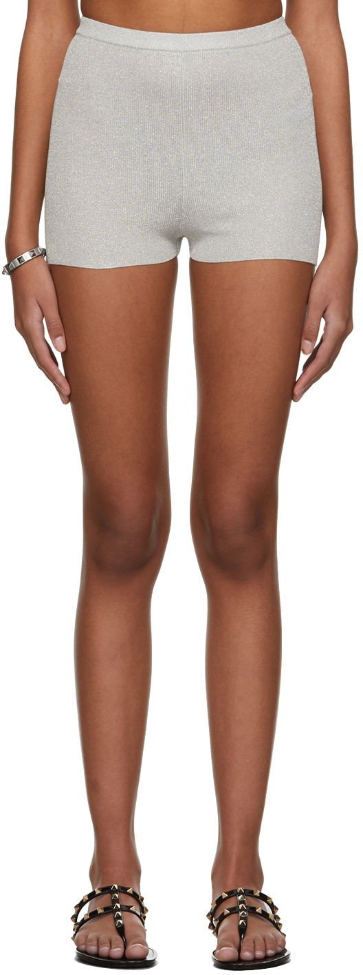 Kratke hlače Valentino Knit Metallic Shorts Siva | XB3KW00F70F
