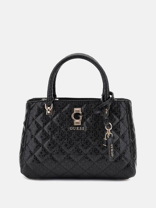 Ručna torbica GUESS Bessey 4G Logo Patent Handbag Crna | HWGG9522060