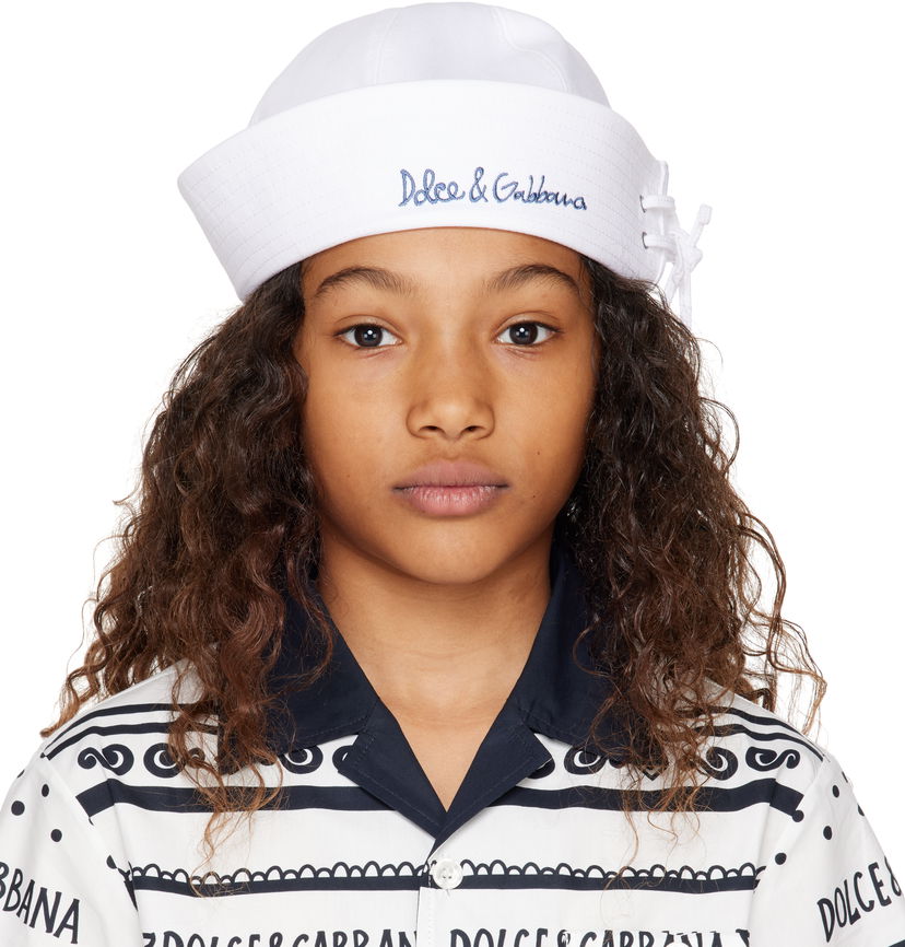 Šešir Dolce & Gabbana Dolce&Gabbana Embroidered-Logo Sailor Hat Bijela | LB5H53 G7O3B