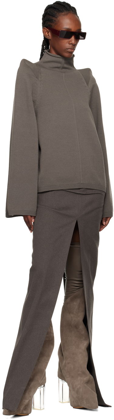 Džemper Rick Owens Concordians Con Ribbed Knit Structured Shoulder Turtleneck Siva | RO02E4657 KWVLH, 3