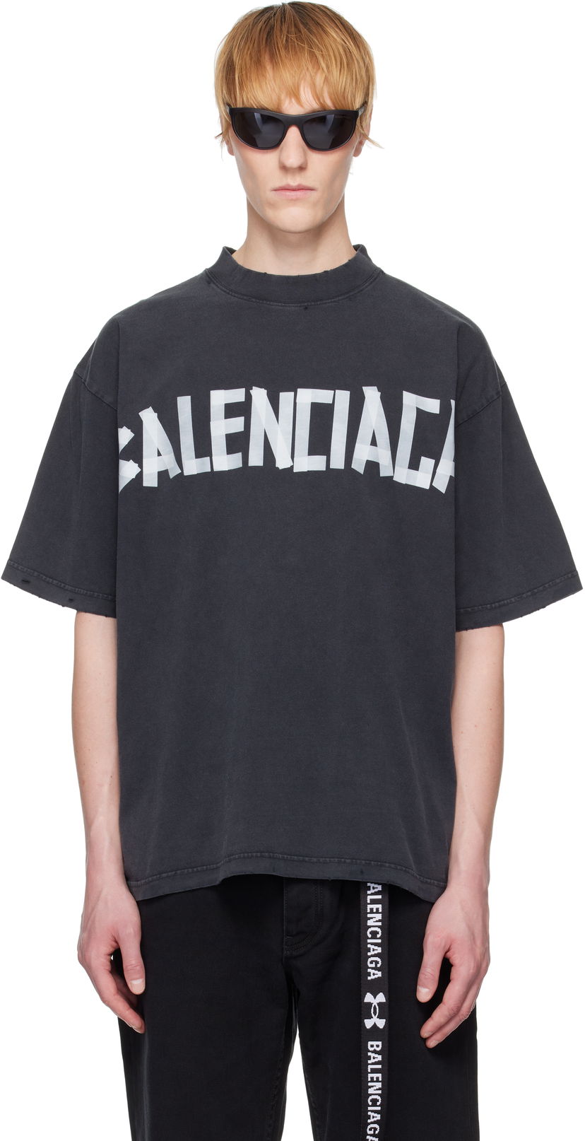 Majica kratkih rukava Balenciaga Balenciaga Tape Type T-Shirt Crna | 764235TRVK1