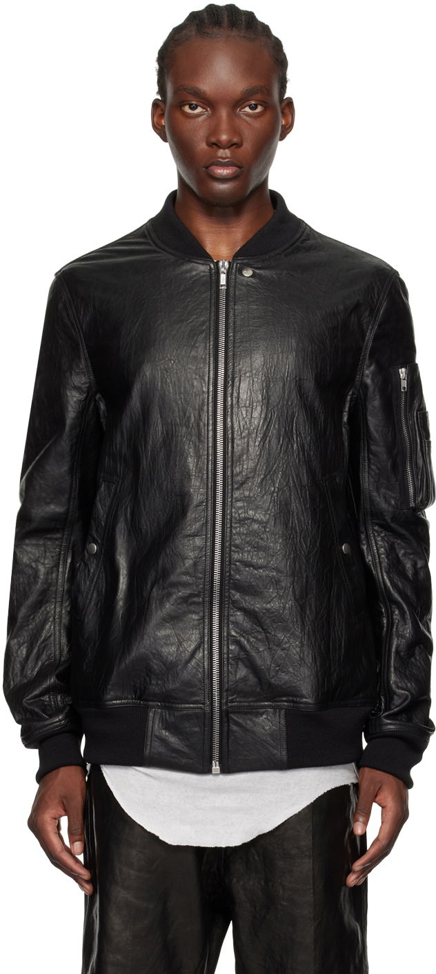 Bomber jakna Rick Owens Porterville Classic Flight Leather Jacket Crna | RU02D6789 LBW
