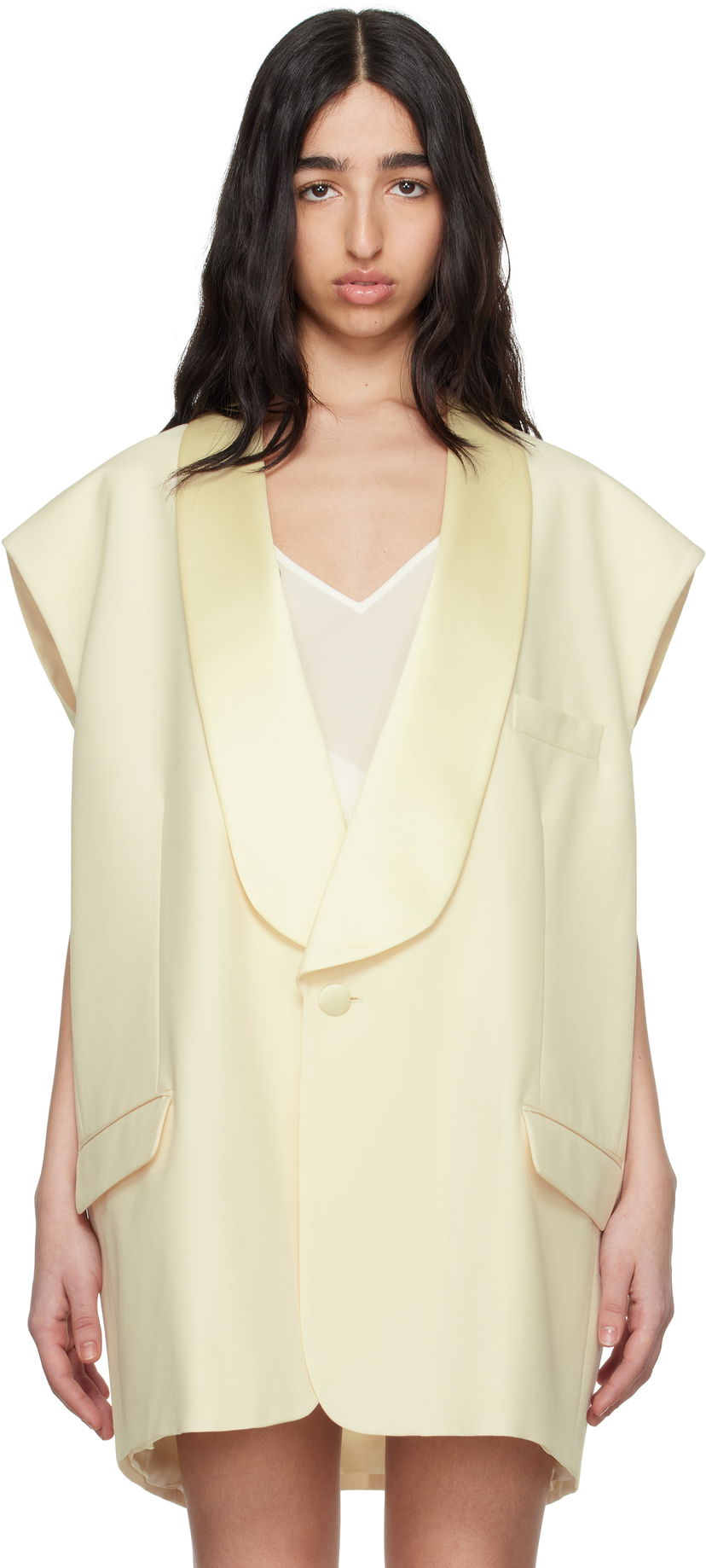 Prsluk Maison Margiela MM6 Maison Margiela Satin Lapel Vest Žuta | S62FB0069 M35436
