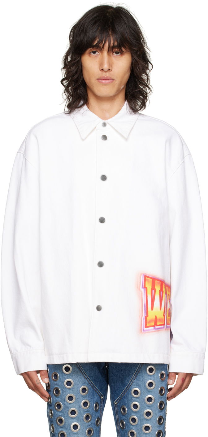 Jakna We11done We11done Printed Denim Jacket Bijela | WD-DJ3-22-312-U-WH