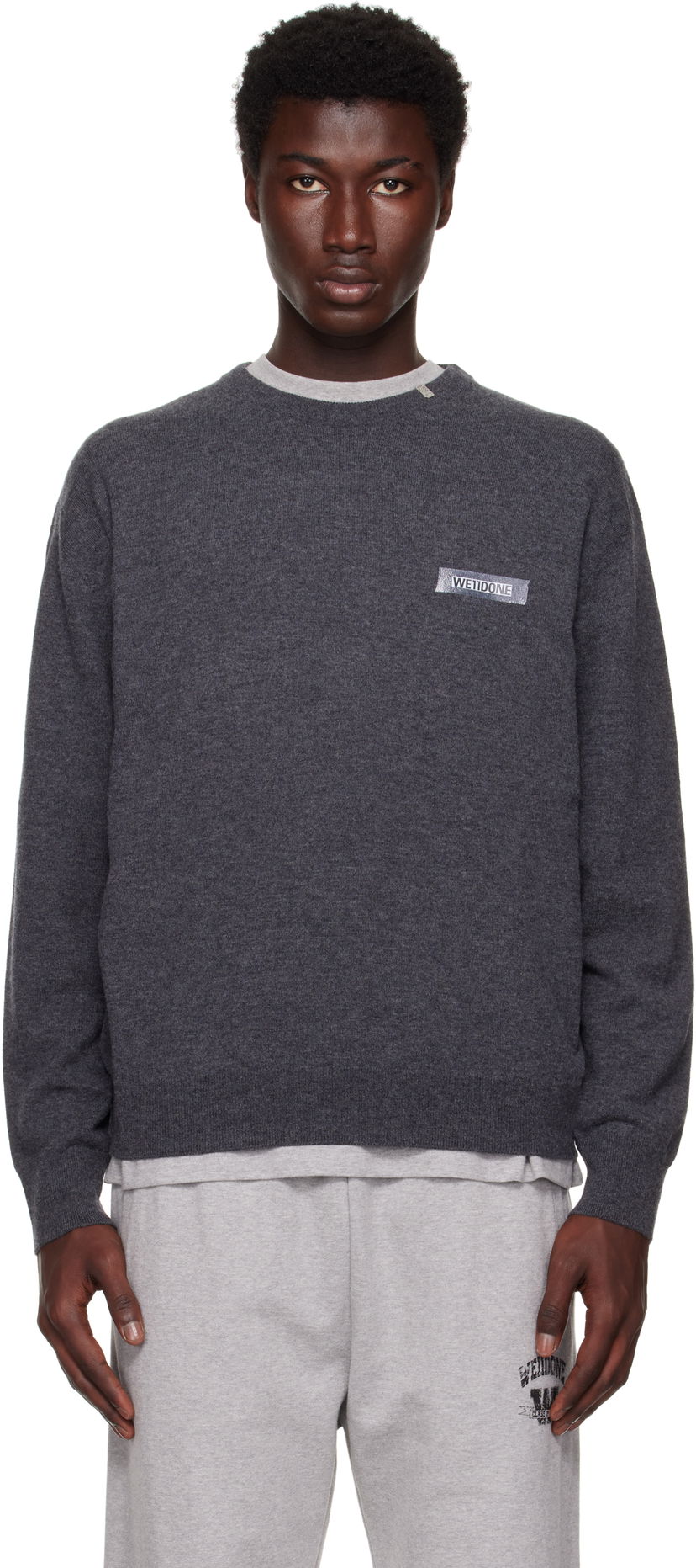 Džemper We11done We11done Knit Logo Pullover Sweater Siva | WD-KO2-25-651-U-GY