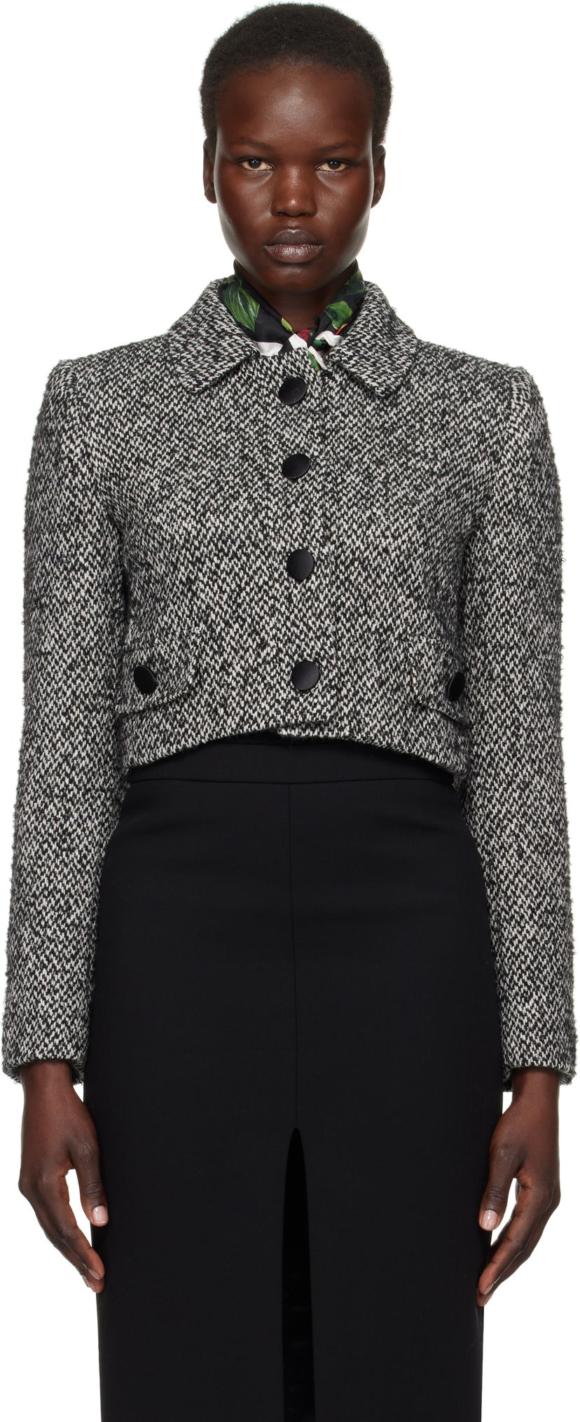 Kaputi Dolce & Gabbana Dolce&Gabbana Short Micro-Tweed Jacket Crna | F26K6T GDCNC