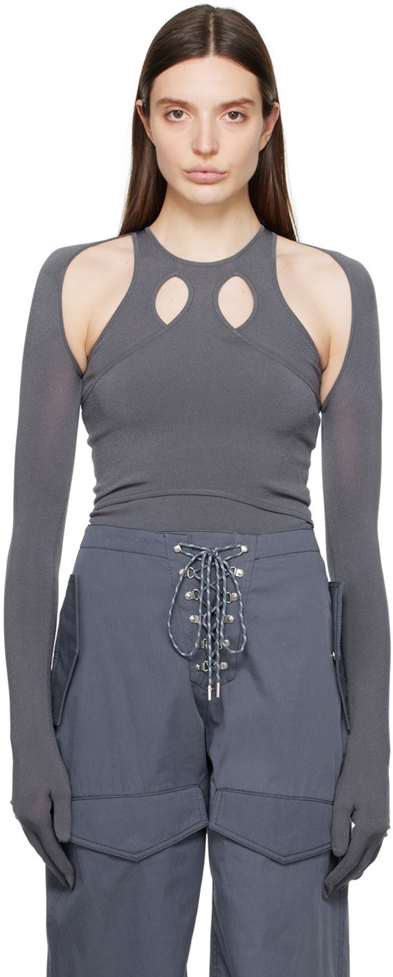 Majica bez rukava Dion Lee Dion Lee Bolero Cutout Top Siva | C7245PS24