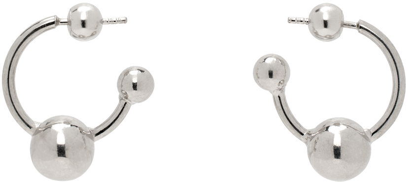 Naušnice Jean Paul Gaultier Jean Paul Gaultier Silver Ball Hoop Earrings Metalik | 24/25-U-BO036-X053-91