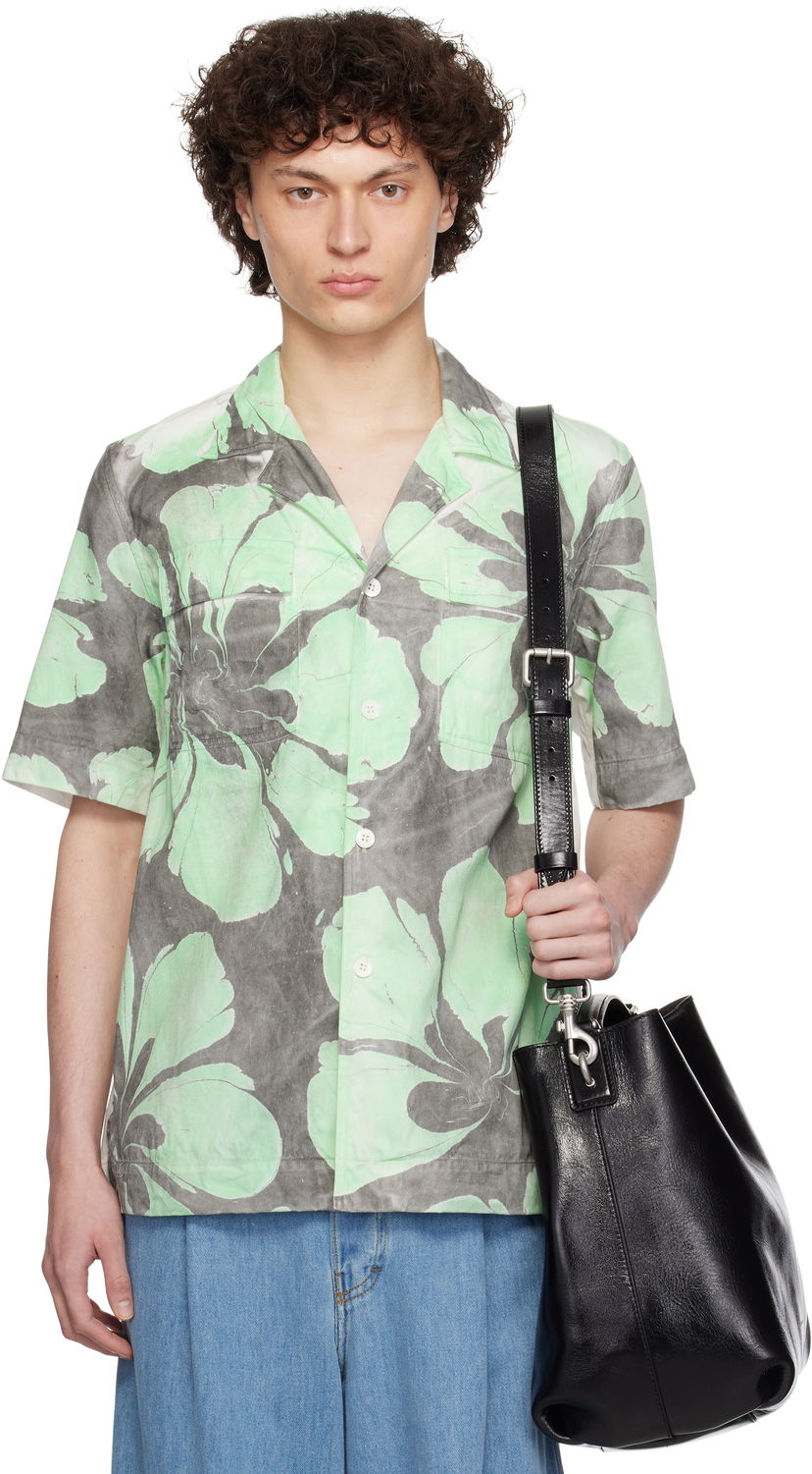 Košulja Dries Van Noten Dries Van Noten Hand-Dyed Floral Print Shirt Zelena | 251-020758-1473
