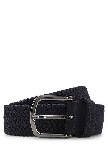 Pojasevi BOSS Woven Belt with Leather Trims Crna | 50537169
