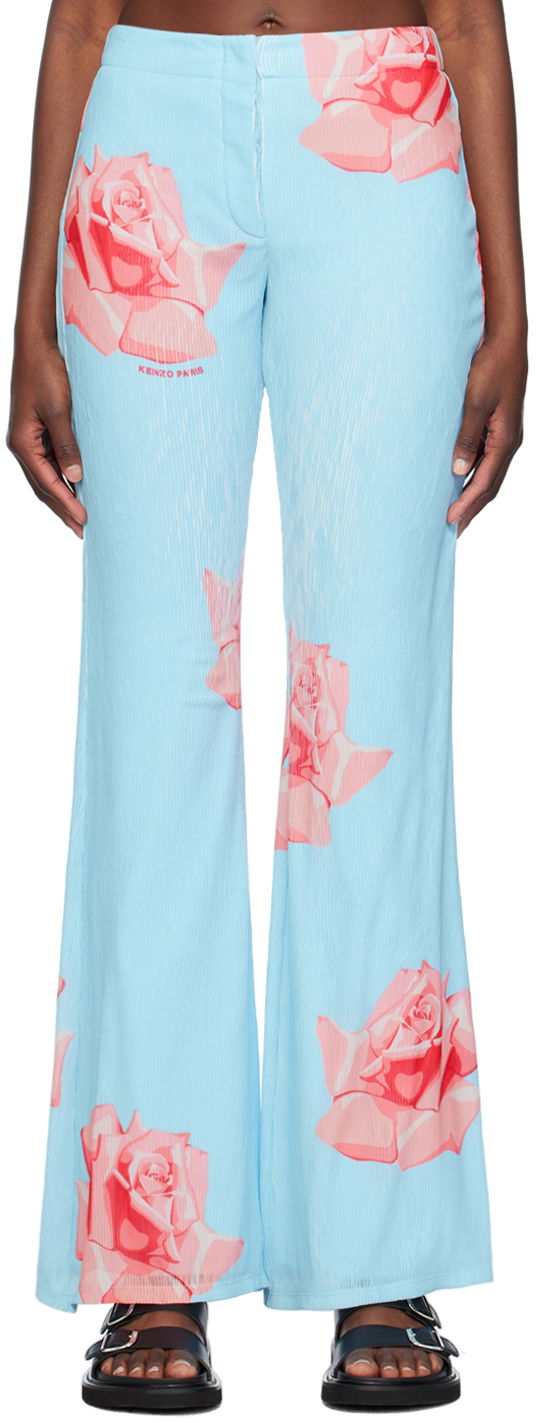 Hlače KENZO Paris Rose Trousers Plava | FE52PA0859E1