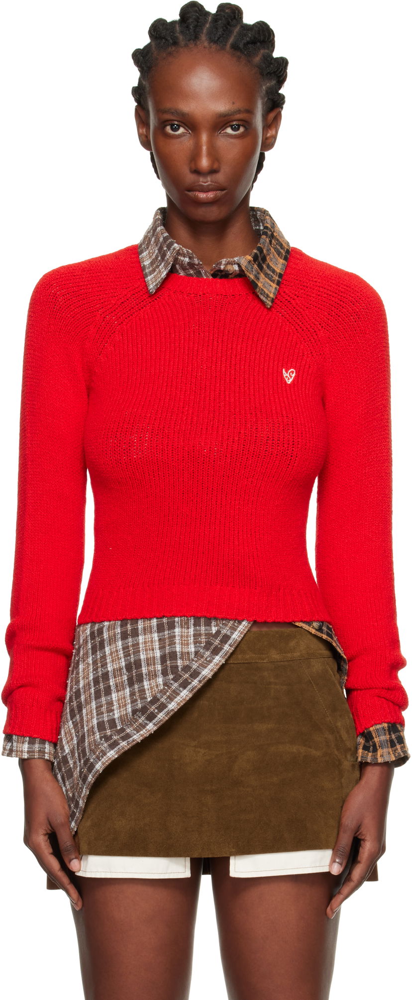 Džemper Acne Studios Acne Studios Cropped Crewneck Sweater Crvena | A60597-