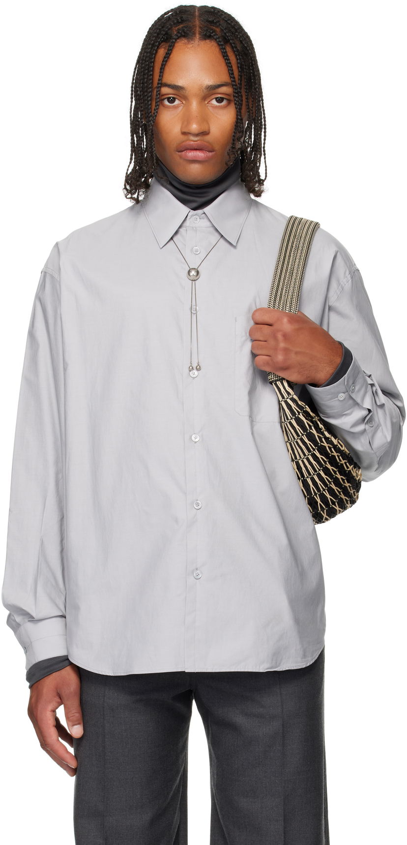 Košulja LEMAIRE Regular Fit Long Sleeve Button-Up Shirt Siva | SH1201 LF1500