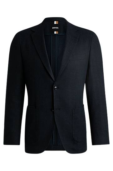 Jakna BOSS BOSS Regular-Fit Herringbone Stretch-Cotton Blend Jacket Tamnoplava | 50521495