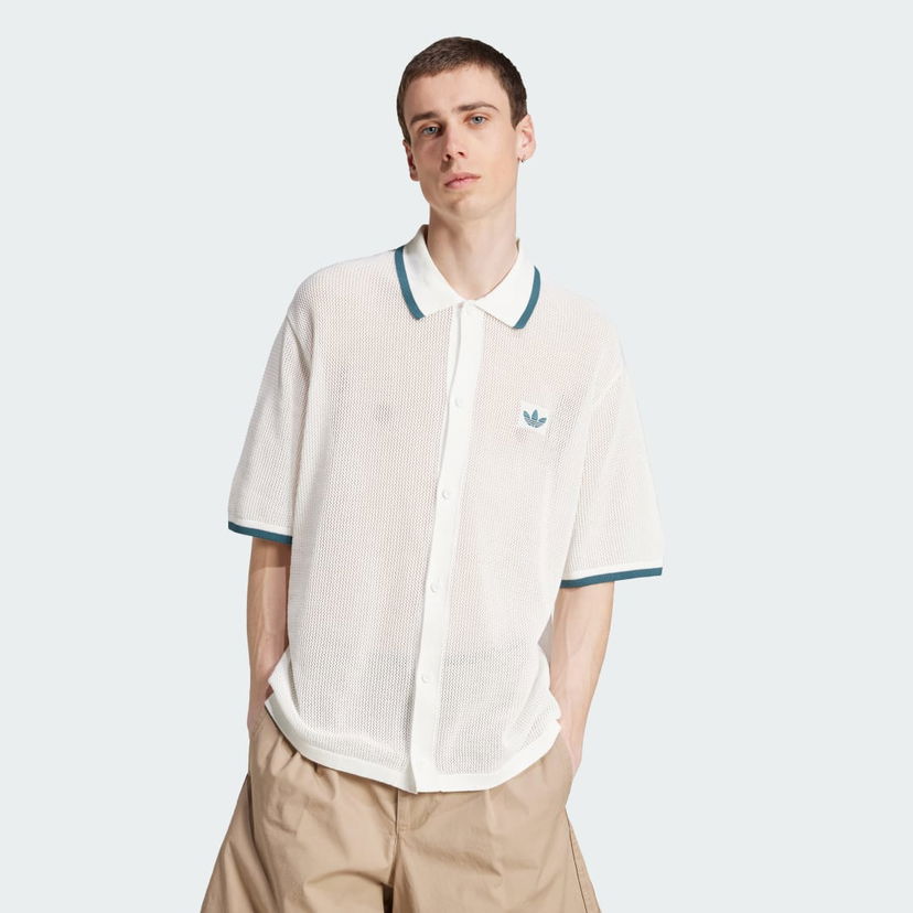Polo majica adidas Originals adidas Originals Button Down Knitted Polo Bijela | KC3526