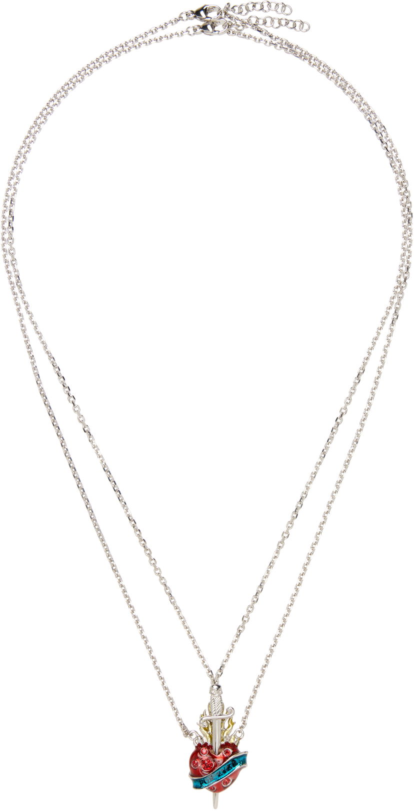 Ogrlica Jean Paul Gaultier Jean Paul Gaultier Double-Chain 'The Heart' Pendant Necklace Višebojno | 24/25-U-CO017-X042-91