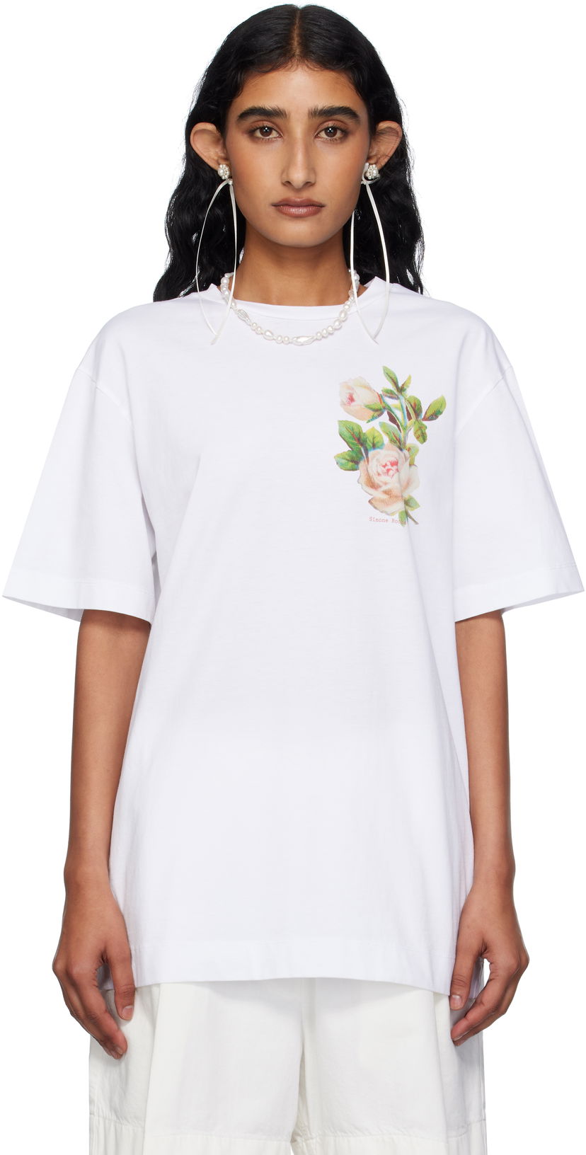 Majica kratkih rukava Simone Rocha Simone Rocha Rose Bouquet Graphic T-Shirt Bijela | 5195P53-W 0569