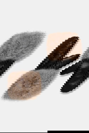 Rukavice STAND STUDIO Jane Leather Mittens with Faux Fur Cuffs Crna | 66564.9398, 0
