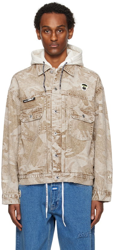 Jakna AAPE by A Bathing Ape AAPE by A Bathing Ape Lightweight Denim Jacket with Hood Bež | AAPLJM7588XXLBGX, 0