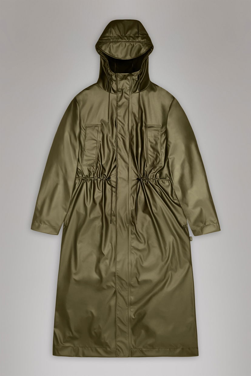 Kabanica Rains Long Jacket With Adjustable Waist Zelena | 12120-105