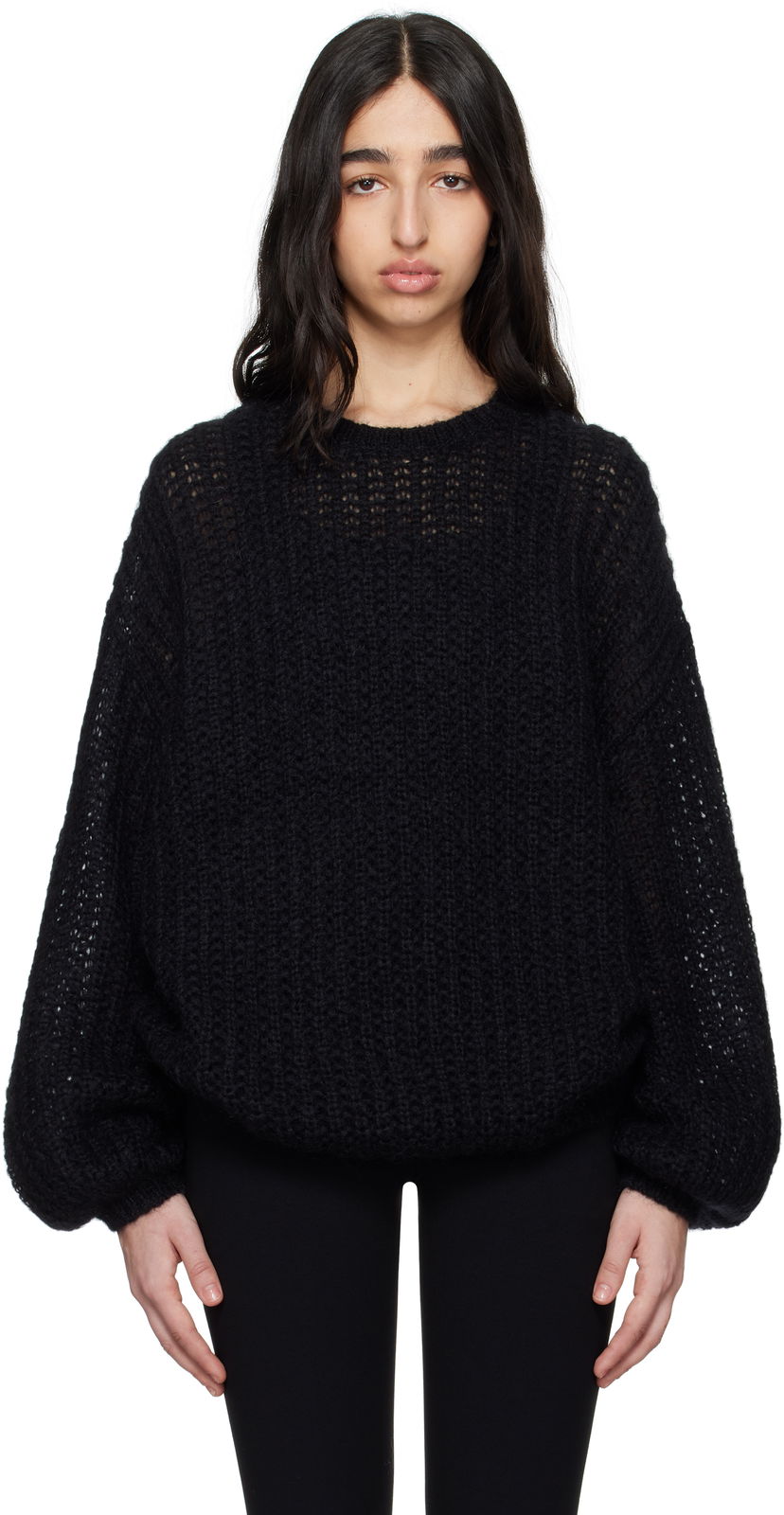 Džemper TOTEME TOTEME Puffed Knit Sweater Crna | 252-WRT0547-YA0160