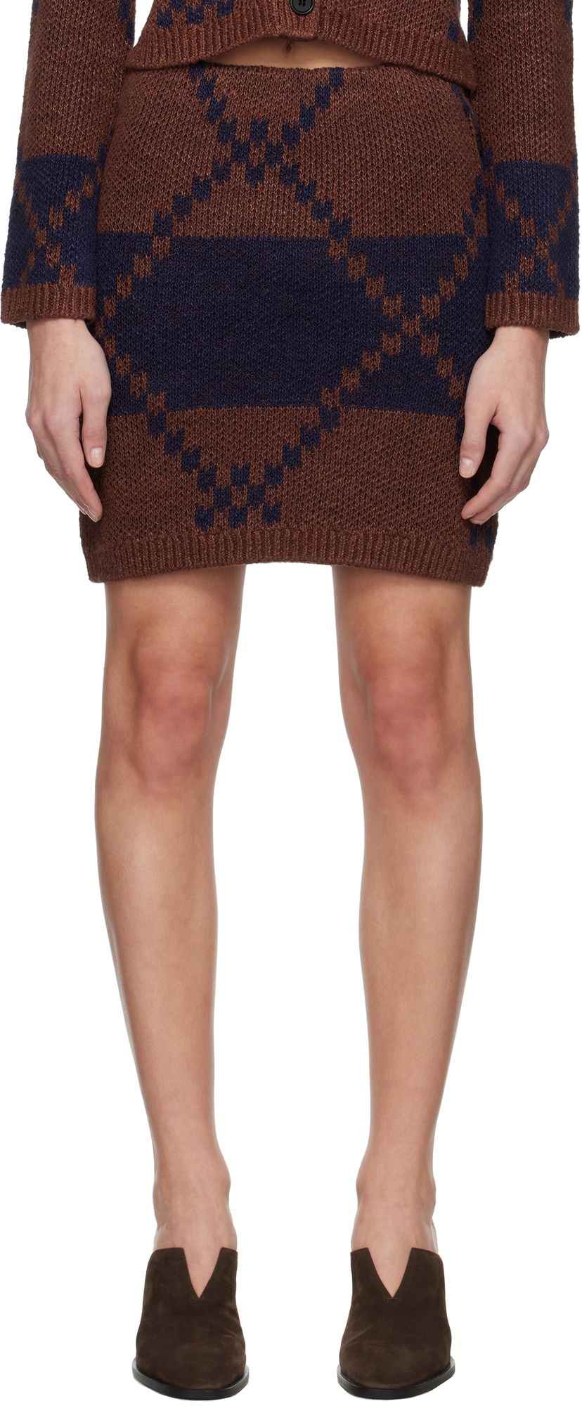 Suknja JW Anderson JW Anderson Fairisle Knit Miniskirt Smeđa | KW1412-YN0439