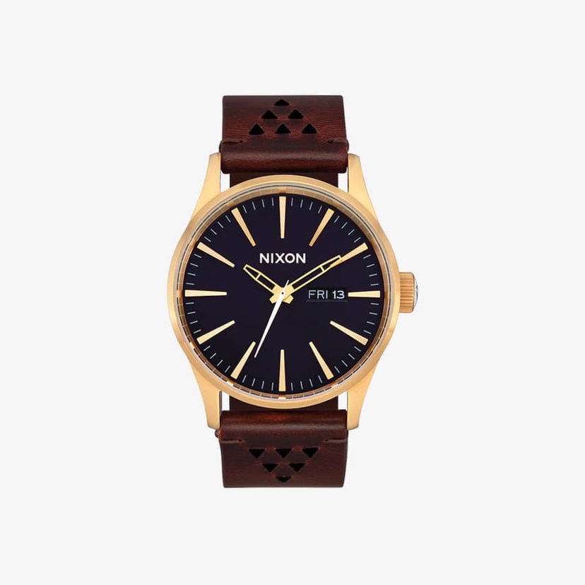 Satovi Nixon Sentry Leather Watch Gold/ Indigo/ Brown Universal Smeđa | A1055033
