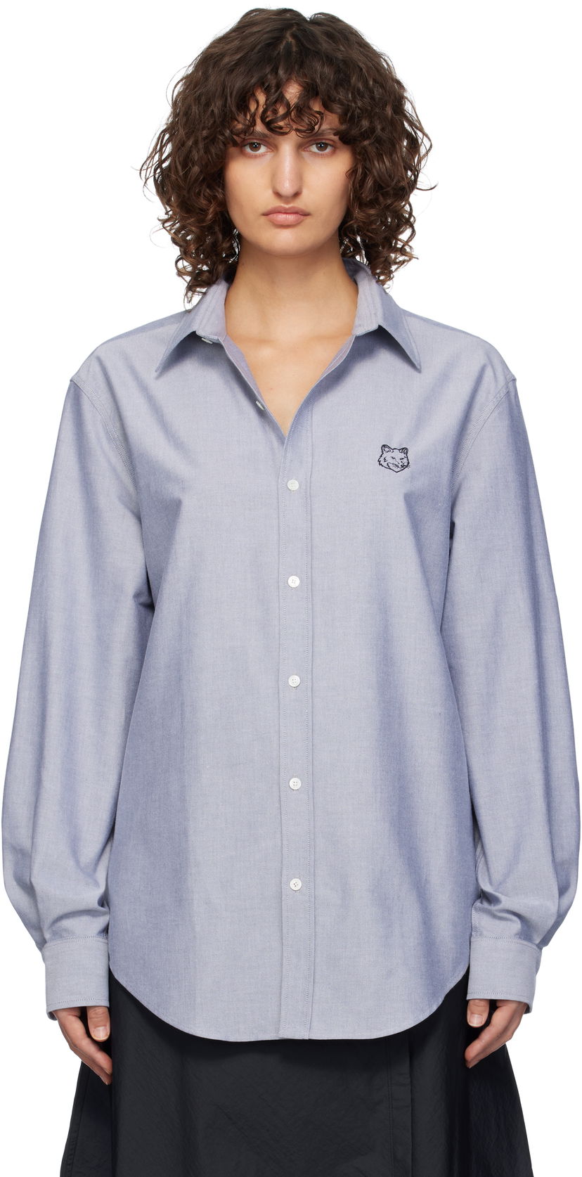 Košulja MAISON KITSUNÉ Fox Head Skate Shirt Plava | MM00405WC5012