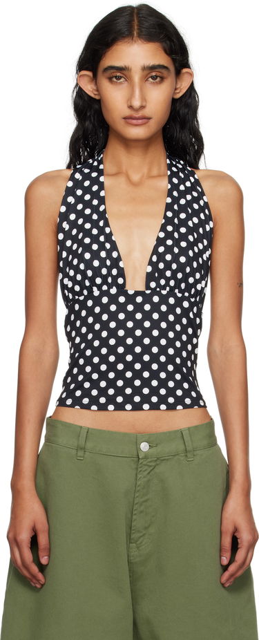 Majica bez rukava Miaou Miaou Mathilde Polka Dot Halter Top Crna | 7189VISBWP, 0