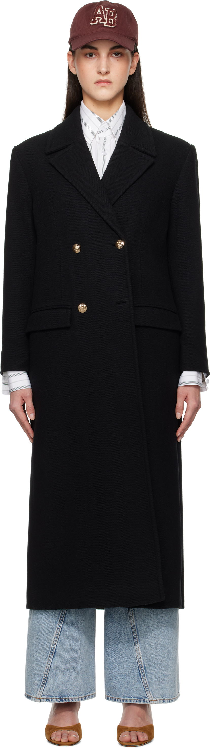 Kaputi Anine Bing Anine Bing Raleigh Double-Breasted Coat Crna | A-01-10456-BLK1