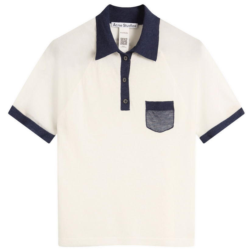 Polo majica Acne Studios Women's Kout Transparent Polo Top, Size Large Bijela | A60590-BL1