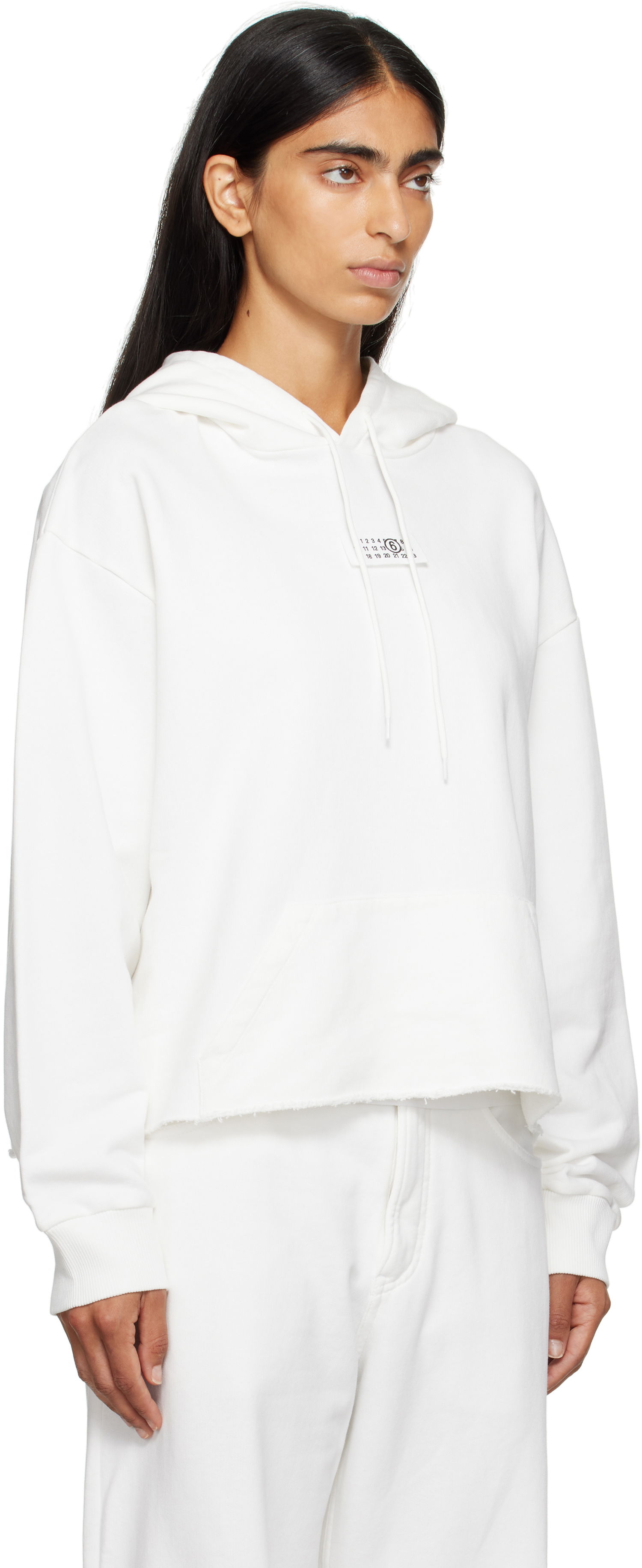 Dukserice Maison Margiela MM6 Maison Margiela Logo Patch Cropped Hoodie Bijela | S52GU0234 M25025, 1